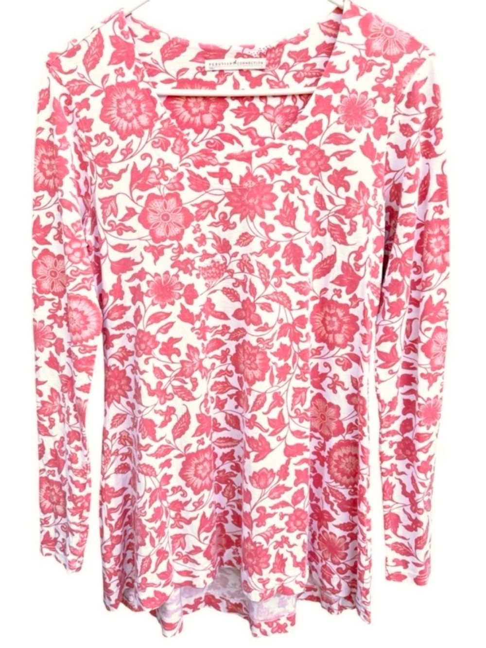 EUC Peruvian Connection Pima
Cotton Long Sleeve Floral Top Size Small